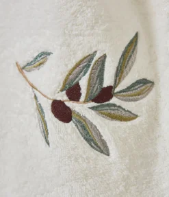 Drap de bain brodé L'oliveraie crème
