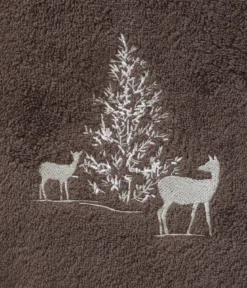 Drap de bain brodé Trésor des forêts cacao