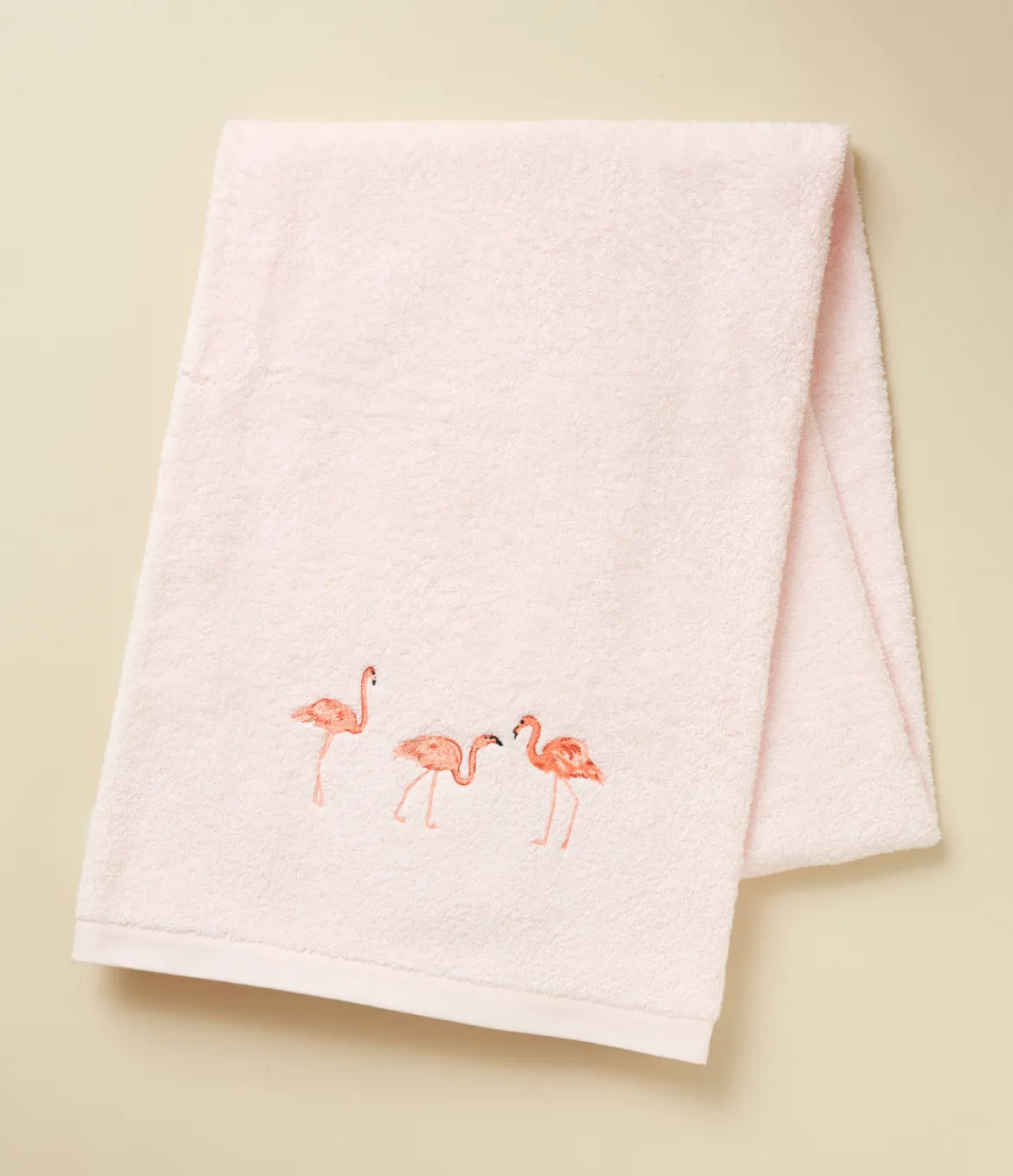 Drap de bain brodé 100x150 Les voyageurs rose