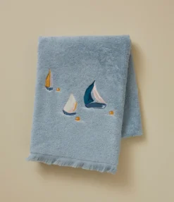 Drap de douche brodé Au large mer du nord