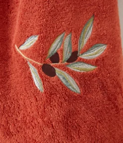 Drap de douche brodé L'oliveraie terre cuite