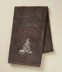 Drap de douche brodé Trésor des forêts cacao