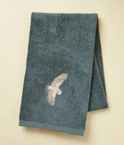 Drap de douche brodé 70x140 L'envol bleu fumé