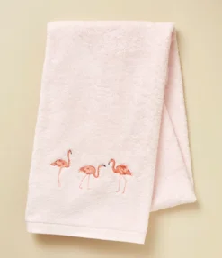 Drap de douche brodé 70x140 Les voyageurs rose