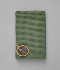 Drap de douche nid d'abeille 70x150cm Bain minuit vert jade