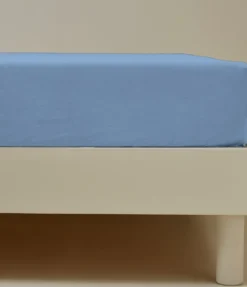 Drap housse coton bleu belle île