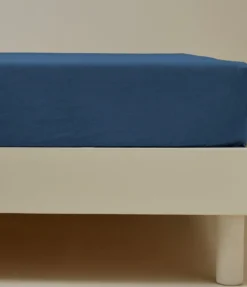 Drap housse coton bleu jean