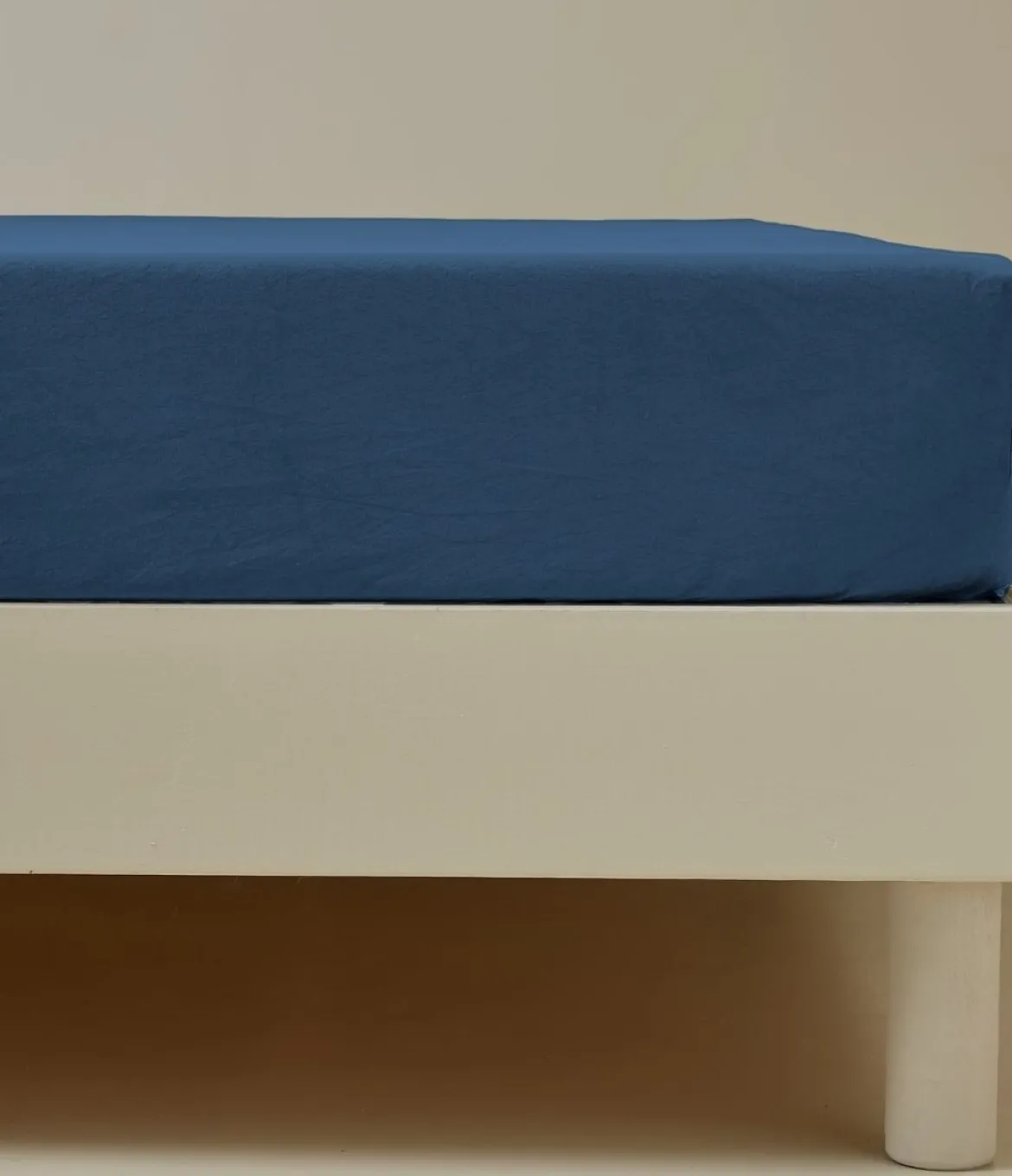 Drap housse coton bleu jean