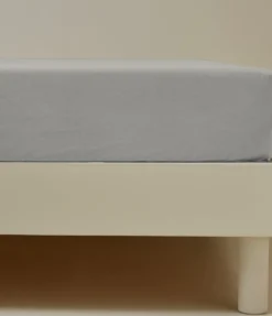 Drap housse coton gris alu