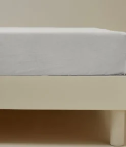 Drap housse coton gris calcium