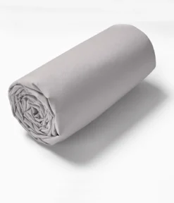 Drap housse coton gris calcium
