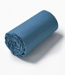 Drap housse percale bleue vague