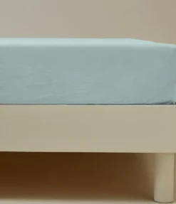 Drap housse percale bleu givré