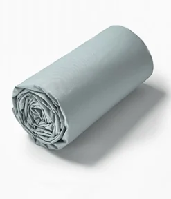 Drap housse percale bleu givré