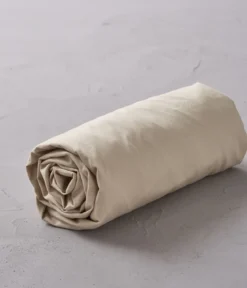 Drap housse percale lavée beige épeautre