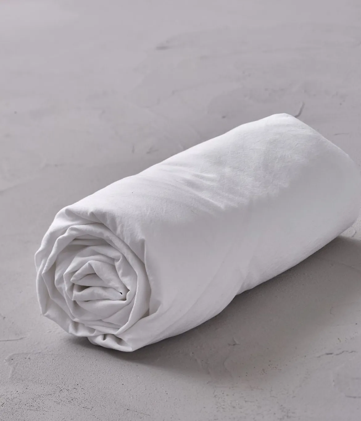 Drap housse percale lavée blanc saline