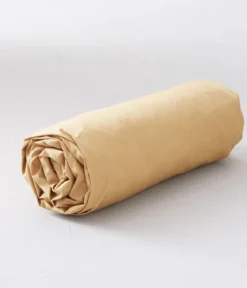 Drap housse percale lavée marron cire