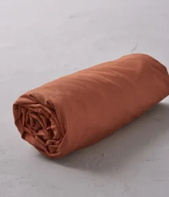 Drap housse percale lavée orange argile