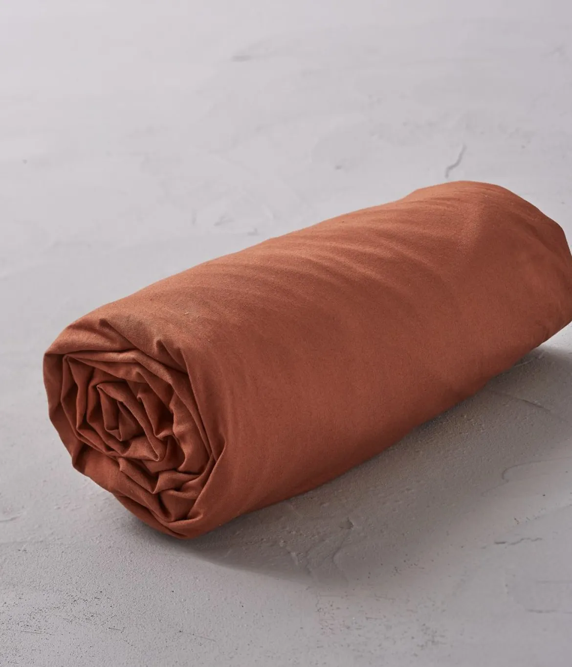 Drap housse percale lavée orange argile