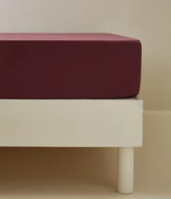 Drap housse percale lavée Prune
