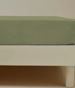 Drap housse percale lavée Vert herbe