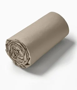 Drap housse percale marron terre battue