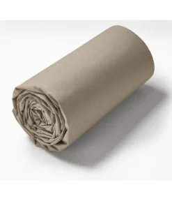 Drap housse TPR lit articulé percale Terre battue 2x80x200