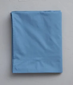 Drap plat percale bleue vague