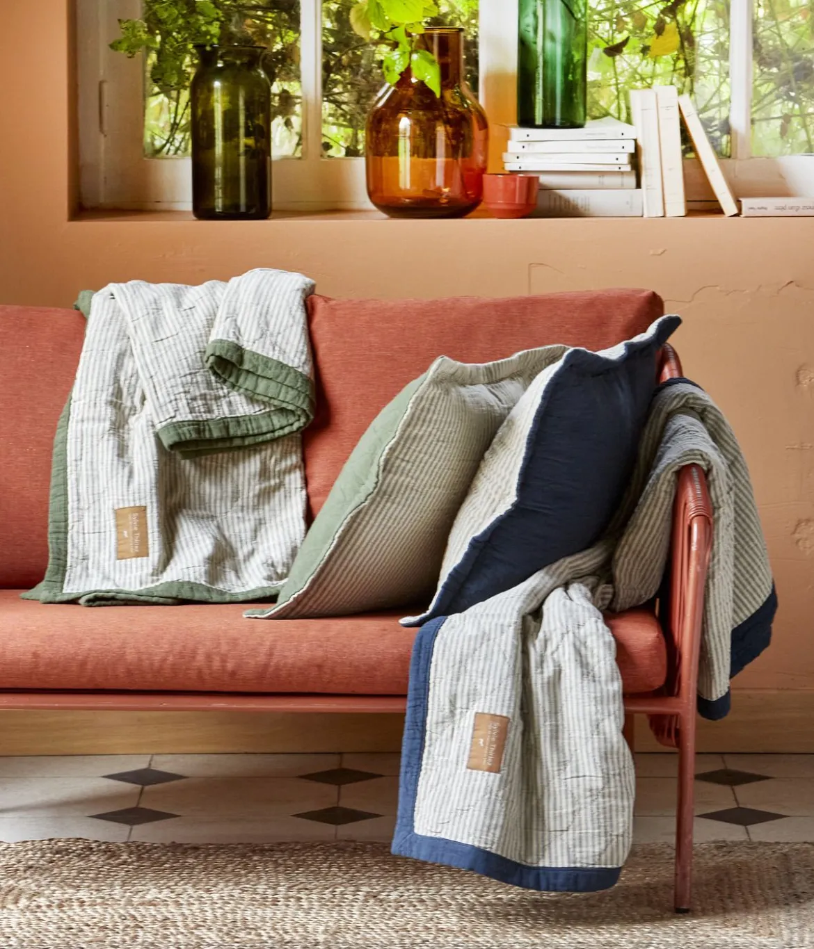 Housse coussin Double jeu vert kaki