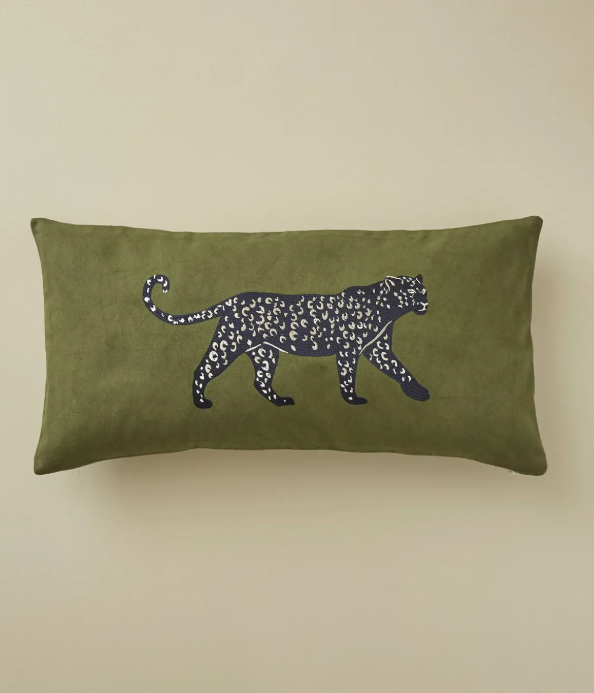 Housse coussin Léo kaki