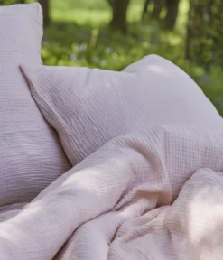 Housse de couette en gaze de coton rose blush