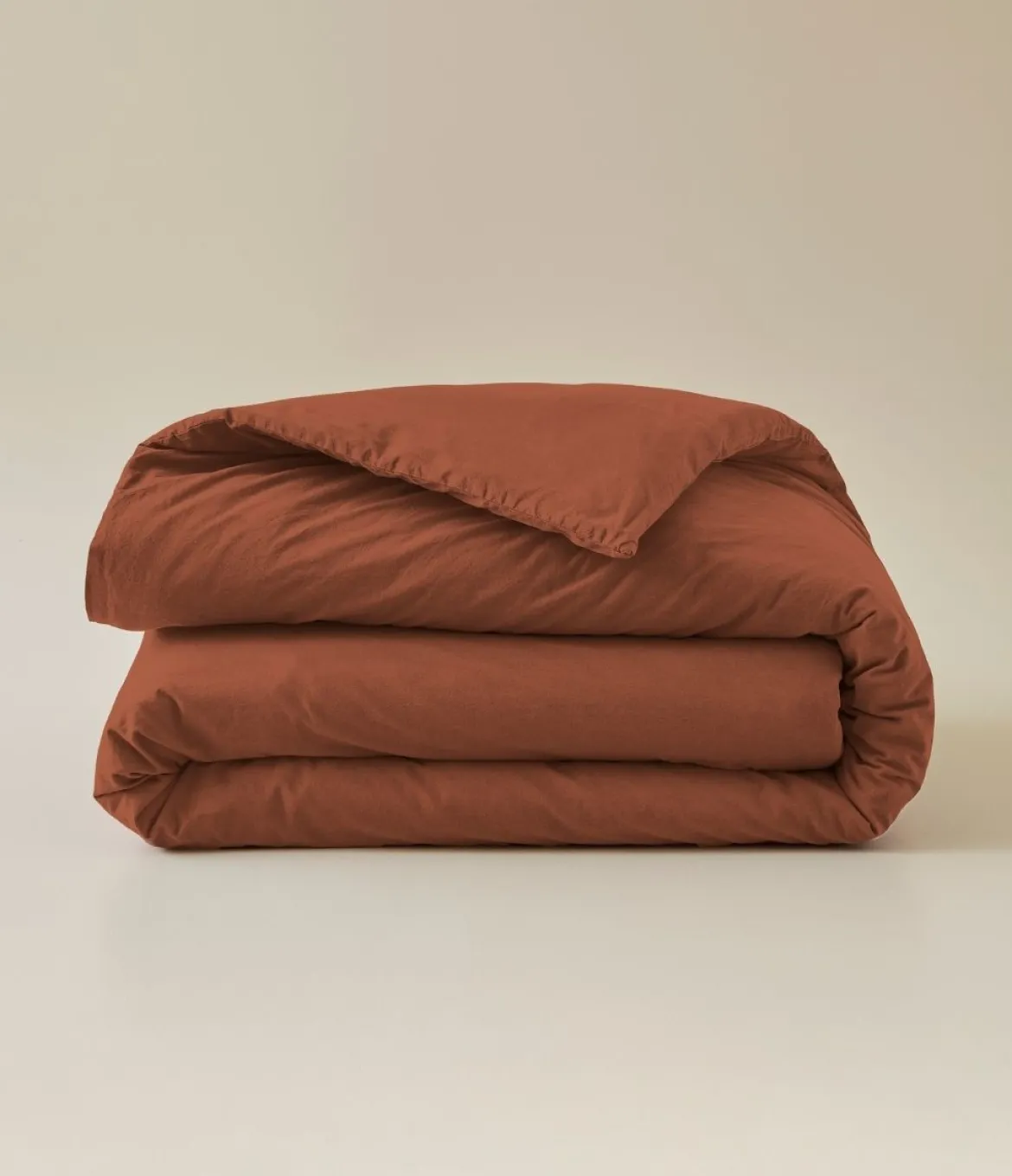 Housse de couette percale lavée Orange argile
