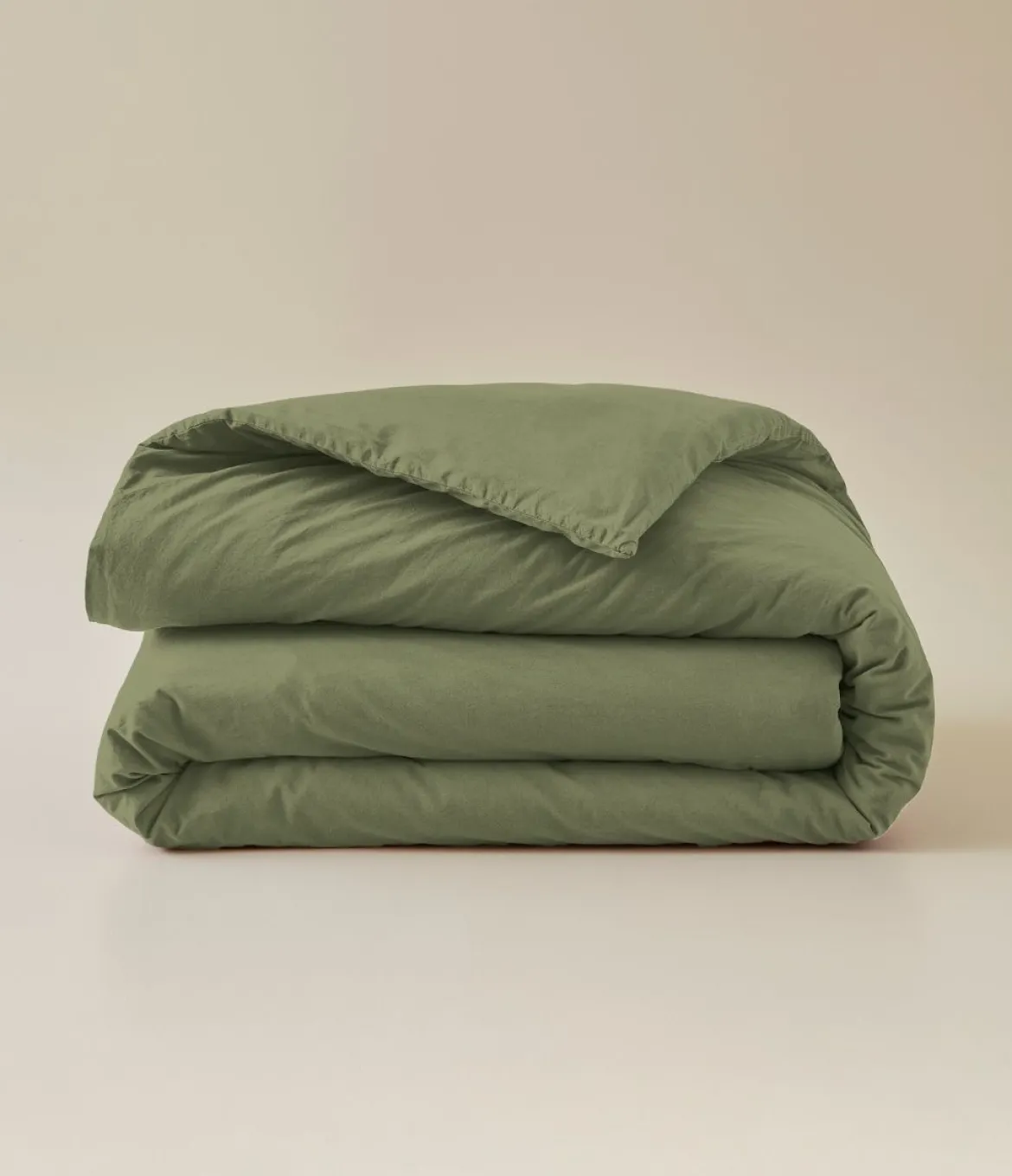 Housse de couette percale lavée Vert herbe