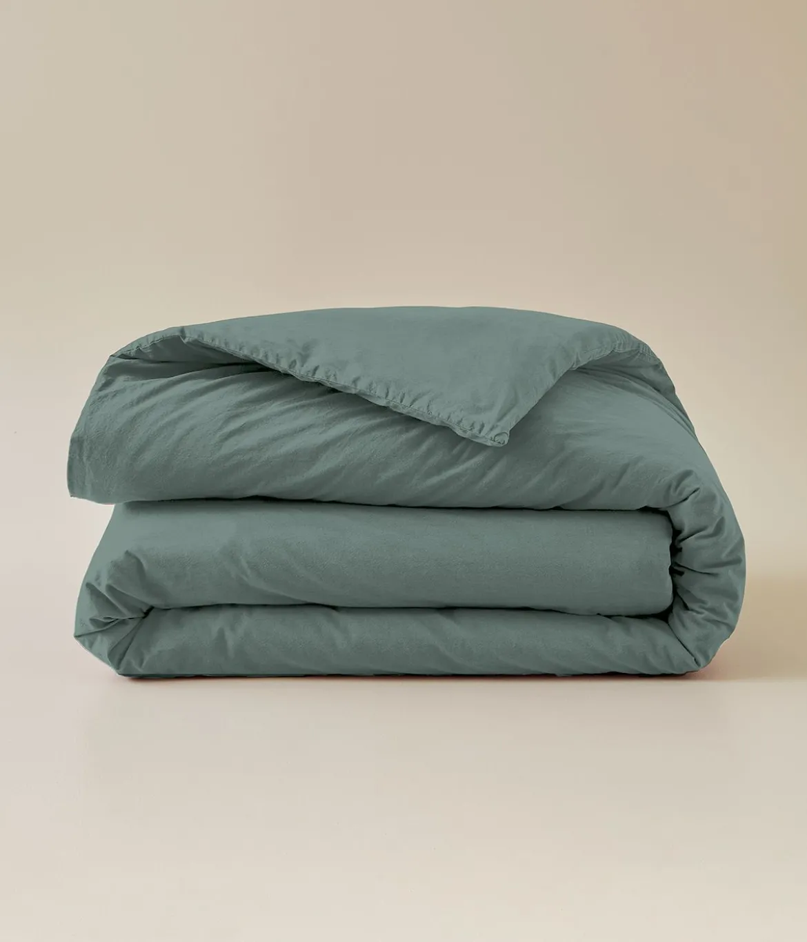 Housse de couette percale lavée Vert sauge