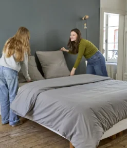 Housse de couette percale lavée Gris granit