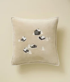 Housse de coussin polaire Au coeur de la vallée beige