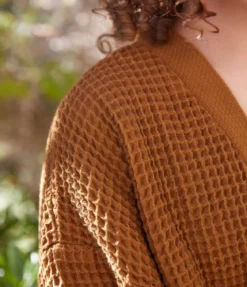 Kimono en nid d'abeille moka