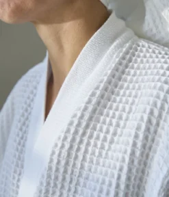 Kimono nid d'abeille Bain de minuit blanc