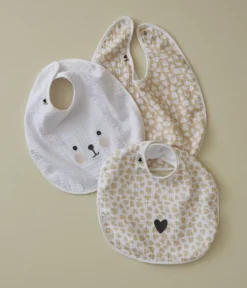 Lot de 3 bavoirs Petit coeur