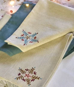 Lot de 4 serviettes de table brodées Flocons
