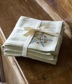 Lot de 4 serviettes de table brodées Flocons
