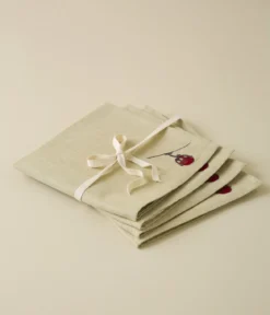 Lot de 4 serviettes de table brodées Rdv au sommet