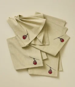 Lot de 4 serviettes de table brodées Rdv au sommet