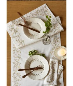 Lot 4 serviettes et 1 chemin de table Lueur d'hiver