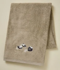 Parure de bain brodée Au coeur de la vallée taupe