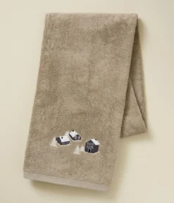 Parure de bain brodée Au coeur de la vallée taupe
