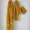 Parure de bain brodée Au large miel