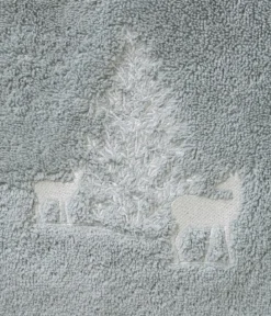 Parure de bain brodée Trésor des forêts Gris perle