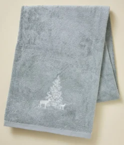 Parure de bain brodée Trésor des forêts Gris perle