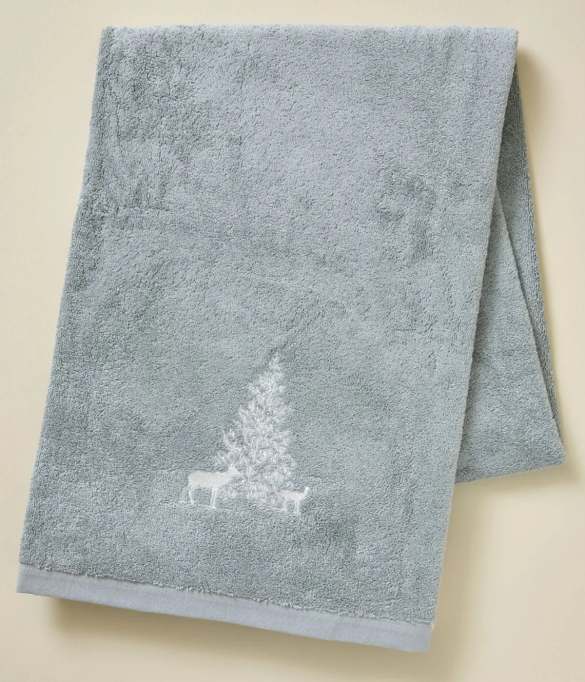 Parure de bain brodée Trésor des forêts Gris perle